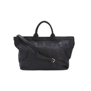 IO PELLE Black Made In Italy Leather Multi Skulls Tote